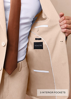 front Savile Tan Wool Blend 3-Piece Suit