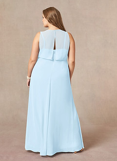 Azazie Marchioness Mother of the Bride Dresses Sky Blue A-Line Scoop Pleated Chiffon Dress image8