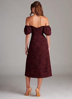 Evalina Wine Puff Sleeves Midi Dress image6