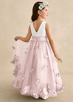 Azazie Vi Flower Girl Dresses Blushing Pink A-Line Sleeveless Tulle Dress image1