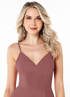 Azazie Lena Brautjungfernkleider A-Linie Spitze Chiffon Kleid Wüstenrose image4