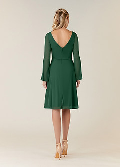 Azazie Teraso Mother of the Bride Dresses Dark Green A-Line Pleated Mesh Dress image2
