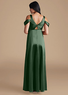 Azazie Rhea Maternity Bridesmaid Dresses A-Line Pleated Metallic Satin Floor-Length Dress image2