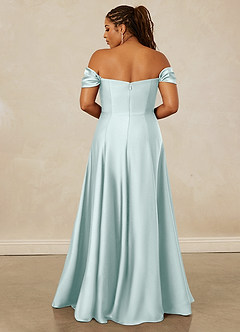Christian Siriano Bridal for Azazie 1002 Bridesmaid Dresses Sea Glass A-Line Off the Shoulder Stretch Satin Convertible Dress image16