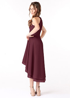 Azazie Linna Junior Cabernet A-Line Pleated Chiffon Dress image2
