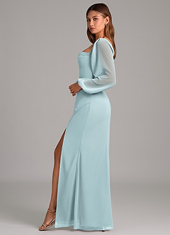 Azazie Brixley 신부 들러리 드레스 인어 긴팔 쉬폰 바닥 길이 드레스 image3