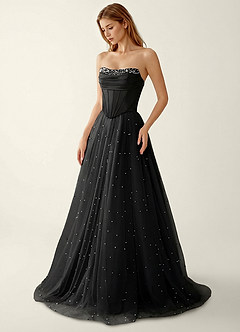 Epona Black Satin Prom Two-piece Dress image3