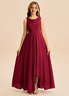 Azazie Mannie Junior Linia A Pofałdowany Szyfon Asymetryczny Młodsza druhna Sukienka image6