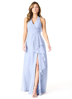 Azazie Aviv Bridesmaid Dresses Ice A-Line Pleated Chiffon Dress image1