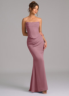 Azazie Sorrel Robes de demoiselle d'honneur Robe Sirène en Mousseline de soie Corset Mauve Vintage image7