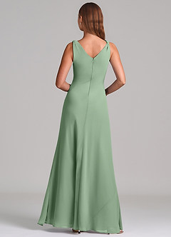 Azazie Nerine Brudtärnklänningar Klä av A-Linje i Chiffong Plisserad Matcha image5