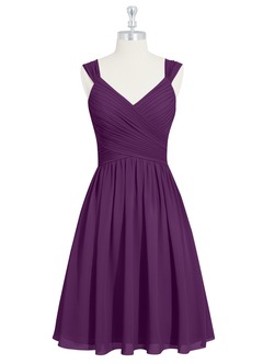 Azazie Angie Bridesmaid Dresses Grape A-Line Corset Chiffon Dress image7