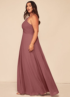 Azazie Ginger Bridesmaid Dresses Amethyst A-Line Halter Pleated Chiffon Dress image13
