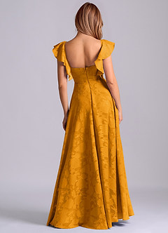 Azazie Leilani Robes de demoiselle d'honneur Robe Trapèze en Blumen-Burnout Encolure en Forme de Cœur Caramel écossais image2