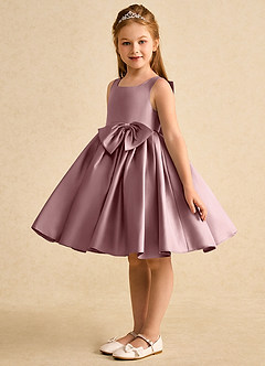 Azazie Jessie Flower Girl Dresses Dusty Rose A-Line Bow Matte Satin Dress image4