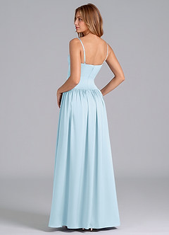 Azazie Kirby Venta Final Vestido de Azul Cielo de Satén Elástico de Corte en A image5