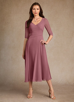 Azazie Durant Mother of the Bride Dresses Desert Rose A-Line Pleated Chiffon Dress image4