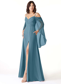 Azazie Cienna Bridesmaid Dresses Bermuda A-Line Off the Shoulder Chiffon Dress image3