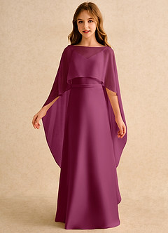 Azazie Fishie Girls Formal Sukienki dla dziewczynek sypiących kwiaty Linia A Matowy satynowy Długość podłogi Sukienka image5