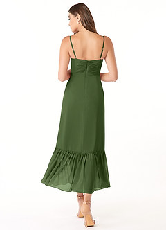 Azazie Justina Bridesmaid Dresses Olive A-Line Sweetheart Neckline Chiffon Dress image2