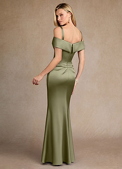 Azazie Laredo vestidos de madre de la novia Vestido de Pistacho de Satén Elástico de Corte Sirena con Vestidos sin tirantes image4