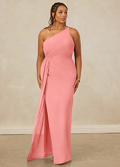 Christian Siriano Bridal for Azazie 1003 Brautjungfernkleider Etui One-Shoulder Chiffon Kleid Koralle image10