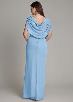Azazie Hadley Bridesmaid Dresses Powder Blue Mermaid Pleated Chiffon Dress image1