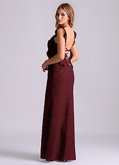 Azazie Jessamine Final Sale Cabernet Mermaid Corset Floral Burnout Dress image2