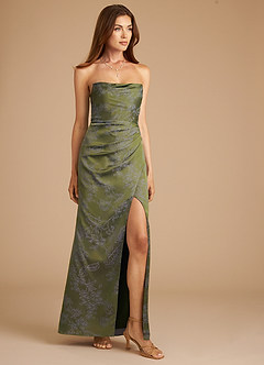 Azazie Leonis Vestidos de damas de honor Vestido de Flor De Olivo de Florecer de Corte Sirena Convertible con Sin tirantes image6