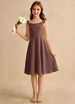 Azazie Pup Girls Formal Flower Girl Dresses Espresso A-Line Pleated Chiffon Dress image1