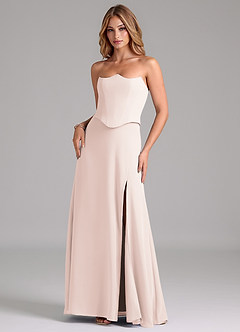 Azazie Jenilyn Brautjungfernkleider A-Linie Schulterfrei Chiffon Kleid Blassrosa image3