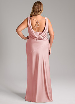 Azazie Rylina Vestidos de damas de honor Vestido de Rosa Empolvado de Satén Elástico de Corte Sirena image9