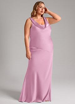 Azazie Rylina Bridesmaid Dresses Candy Pink Mermaid Stretch Satin Dress image10