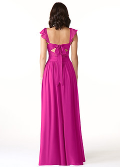 Azazie Lissa Jurken voor bruidsmeisjes Jurk van Chiffon met A-Lijn Kant Fuchsia image2