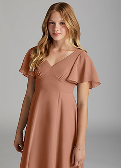Azazie Kimber Junior Bronzer A-Line Pleated Chiffon Dress image6
