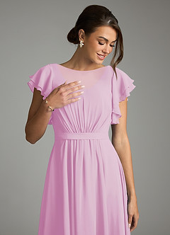 Azazie Daphne vestidos de dama de honor modestos Vestido de Corte en A Volantes Hasta el suelo Gasa image5