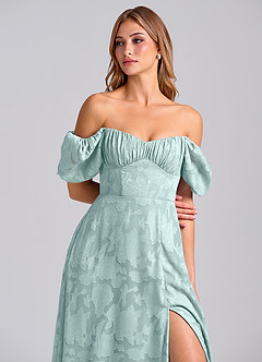 Azazie Mirian Bridesmaid Dresses Mist A-Line Sweetheart Neckline Floral Burnout Dress image2