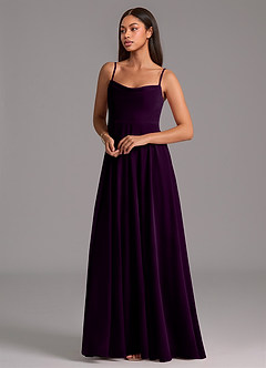 Azazie Elle Bridesmaid Dresses Grape A-Line with Pockets Velvet Dress image5