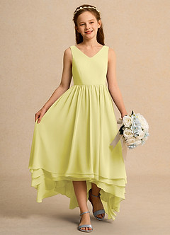 Azazie Kitten Girls Formal Flower Girl Dresses Lemon Sorbet A-Line Chiffon Dress image4