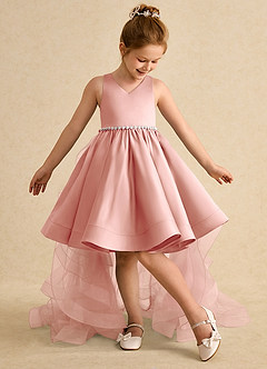 Azazie Julietta Flower Girl Dresses Rosette Ball-Gown Convertible Tulle Dress image5
