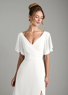 Azazie Ambrosia Robes de demoiselle d'honneur Robe Trapèze en Mousseline de soie Plissée Blanc image3