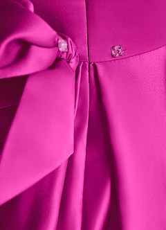 Azazie Lady Flower Girl Dresses Fuchsia A-Line Pleated Matte Satin Dress image6