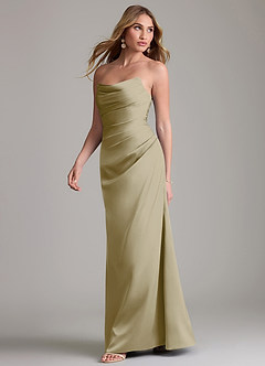 Azazie Lucille Bridesmaid Dresses Moss Green Mermaid Strapless Stretch Satin Convertible Dress image3