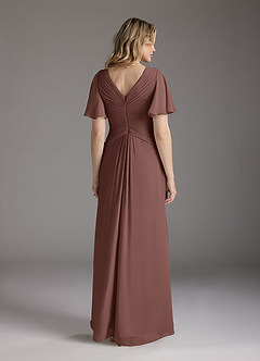 Azazie Morning Glory Abiti per la Madre della Sposa Abito A-Line in Chiffon Increspato con Scollo a V Espresso image2