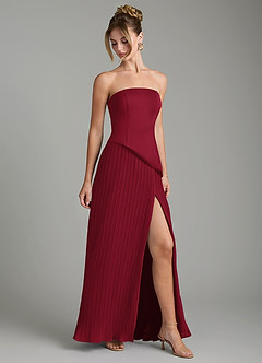 Azazie Tierney Bridesmaid Dresses Burgundy A-Line Strapless Chiffon Convertible Dress image6