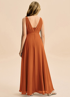 Azazie Odette Junior Vestido de Canela de Gasa de Corte en A con Escote de Corazón image7