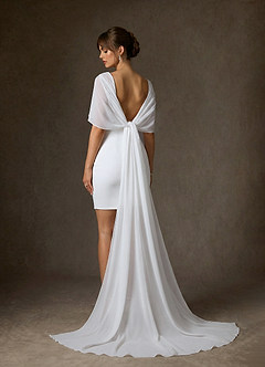 Azazie Caity Wedding Dresses Diamond White Sheath Stretch Satin Dress image4