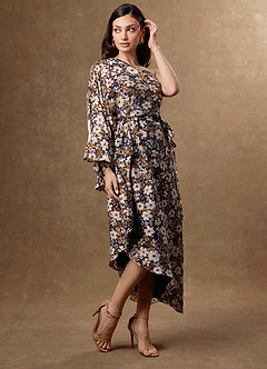 Mora Black Multi Midi Dress image4