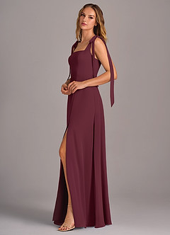 Azazie Debra Bridesmaid Dresses Cabernet A-Line with Pockets Chiffon Convertible Dress image4