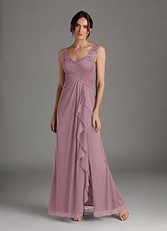 Azazie Edelin Mother of the Bride Dresses Dusty Rose A-Line Sweetheart Neckline Pleated Mesh Dress image4
